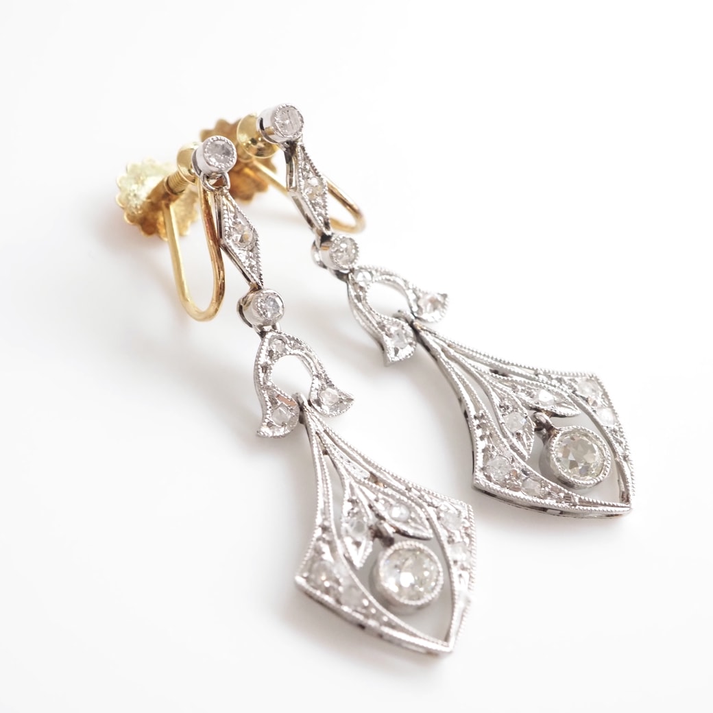 アンティークジュエリー イヤリング&ピアス ダイヤモンド 透かし イヤリング