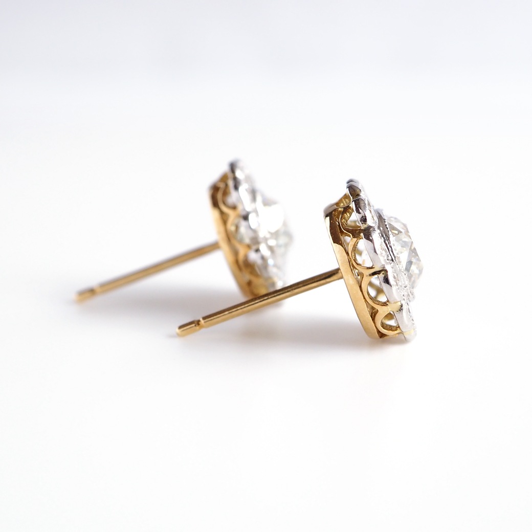 アンティークジュエリー リプロダクション City of London シティオブロンドン オールドマインカット ダイヤモンド クラスターピアス