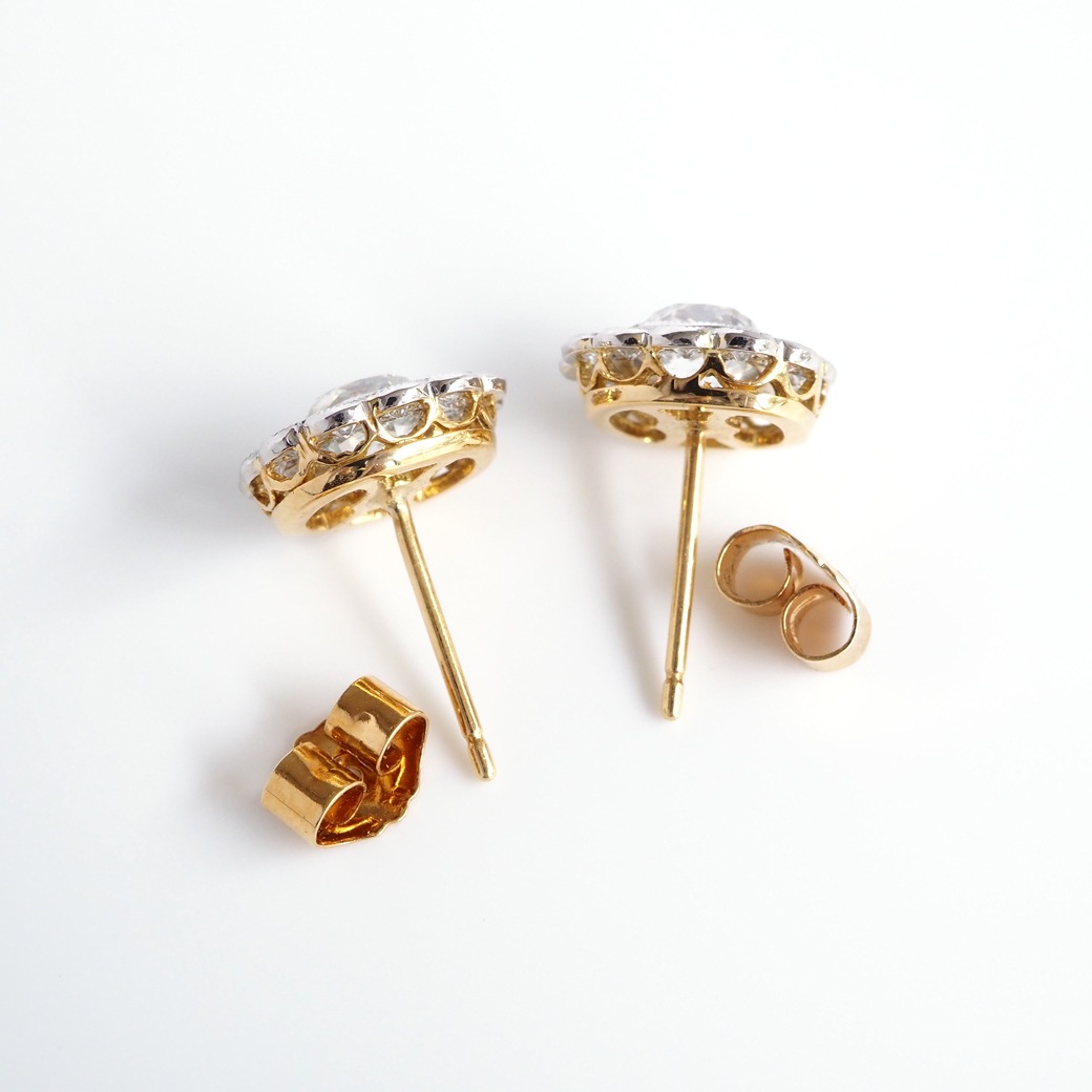 アンティークジュエリー リプロダクション City of London シティオブロンドン オールドマインカット ダイヤモンド クラスターピアス