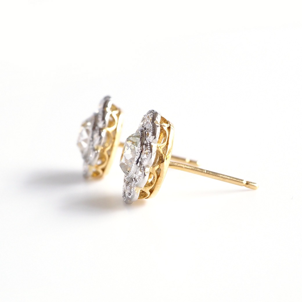 アンティークジュエリー リプロダクション City of London シティオブロンドン オールドマインカット ダイヤモンド クラスターピアス