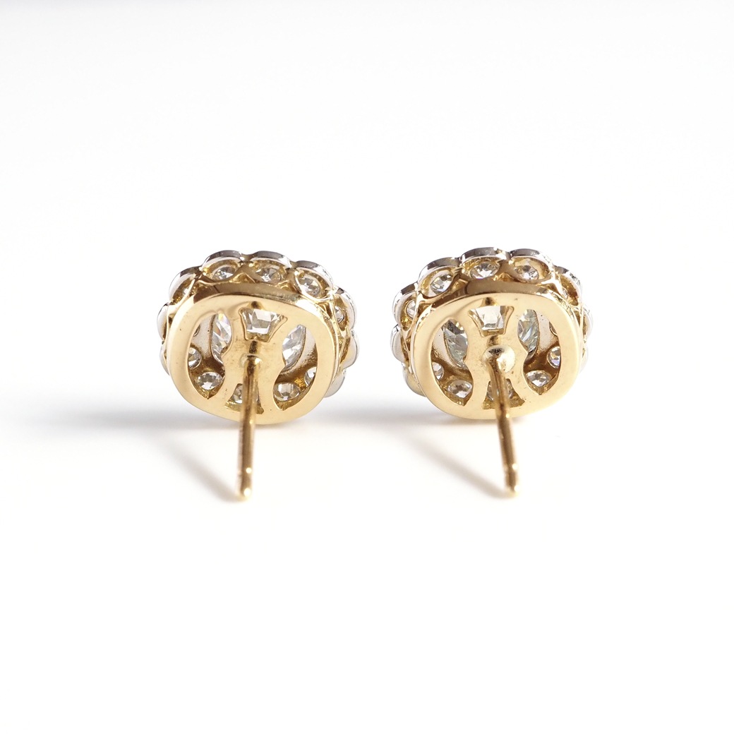 アンティークジュエリー リプロダクション City of London シティオブロンドン オールドマインカット ダイヤモンド クラスターピアス