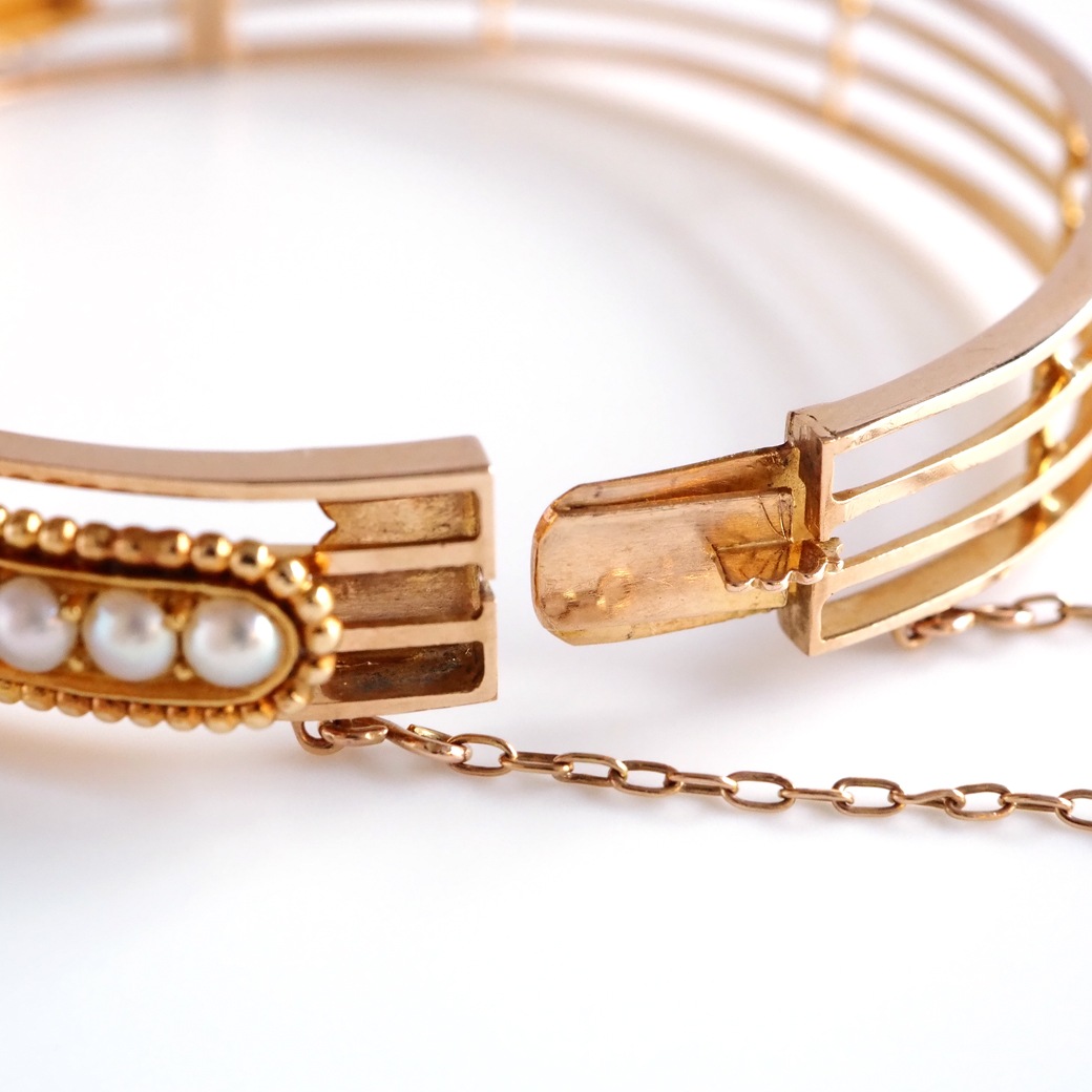 アンティークジュエリー ブレスレット パール ゴールド アンティークバングルブレスレット