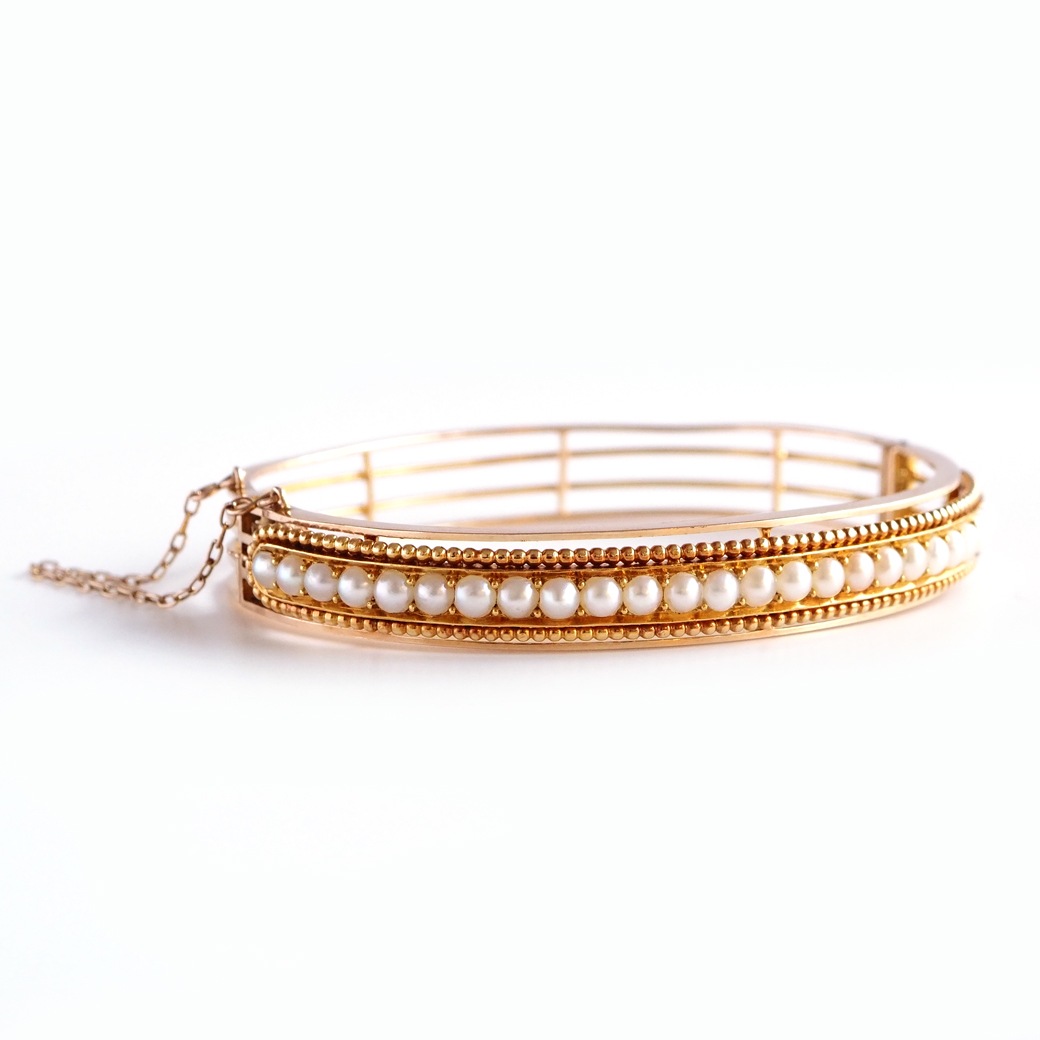アンティークジュエリー ブレスレット パール ゴールド アンティークバングルブレスレット