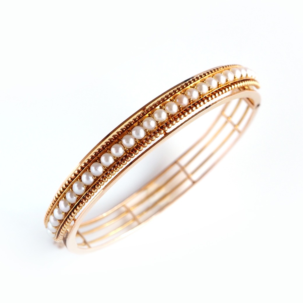 アンティークジュエリー ブレスレット パール ゴールド アンティークバングルブレスレット