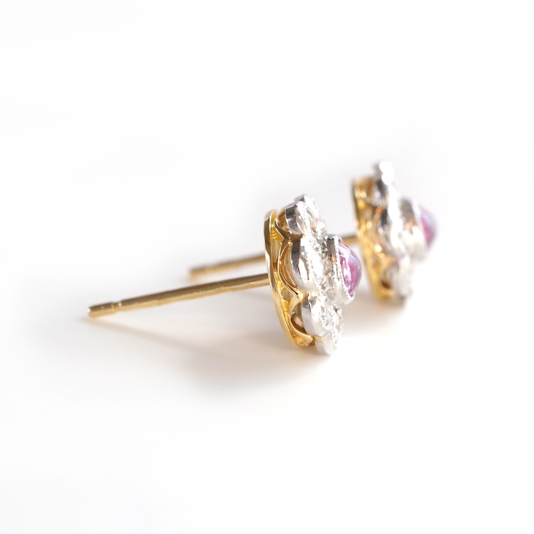 アンティークジュエリー リプロダクション City of London シティオブロンドン ピンクサファイア クラスターピアス