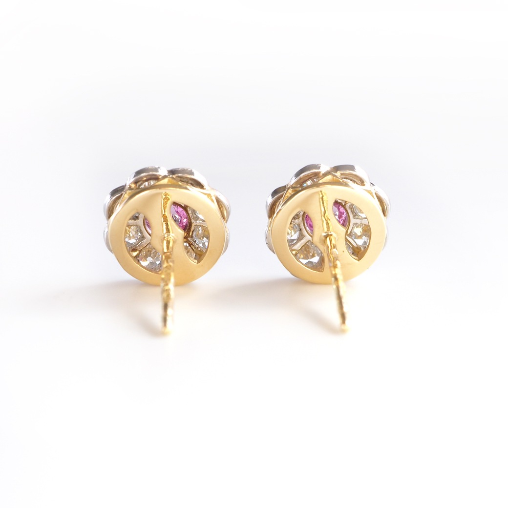 アンティークジュエリー リプロダクション City of London シティオブロンドン ピンクサファイア クラスターピアス