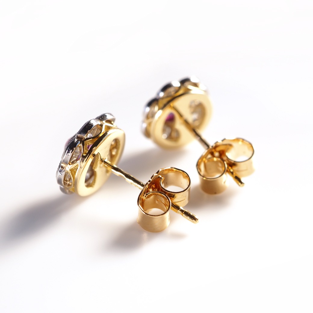 アンティークジュエリー リプロダクション City of London シティオブロンドン ピンクサファイア クラスターピアス