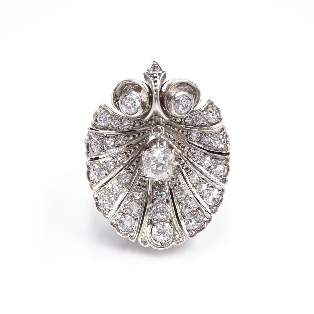 アンティークジュエリー アンティークブローチ ダイヤモンド シェル