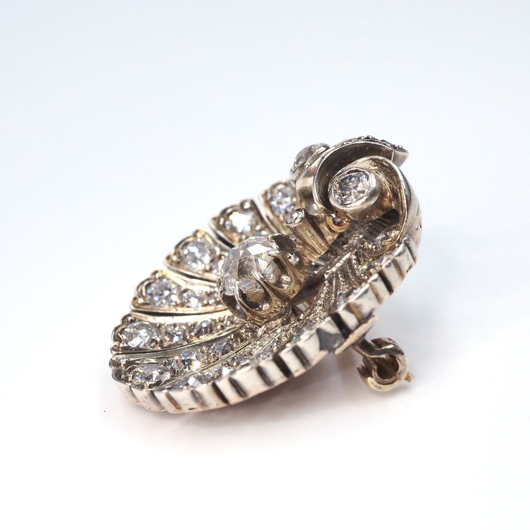 アンティークジュエリー アンティークブローチ ダイヤモンド シェル