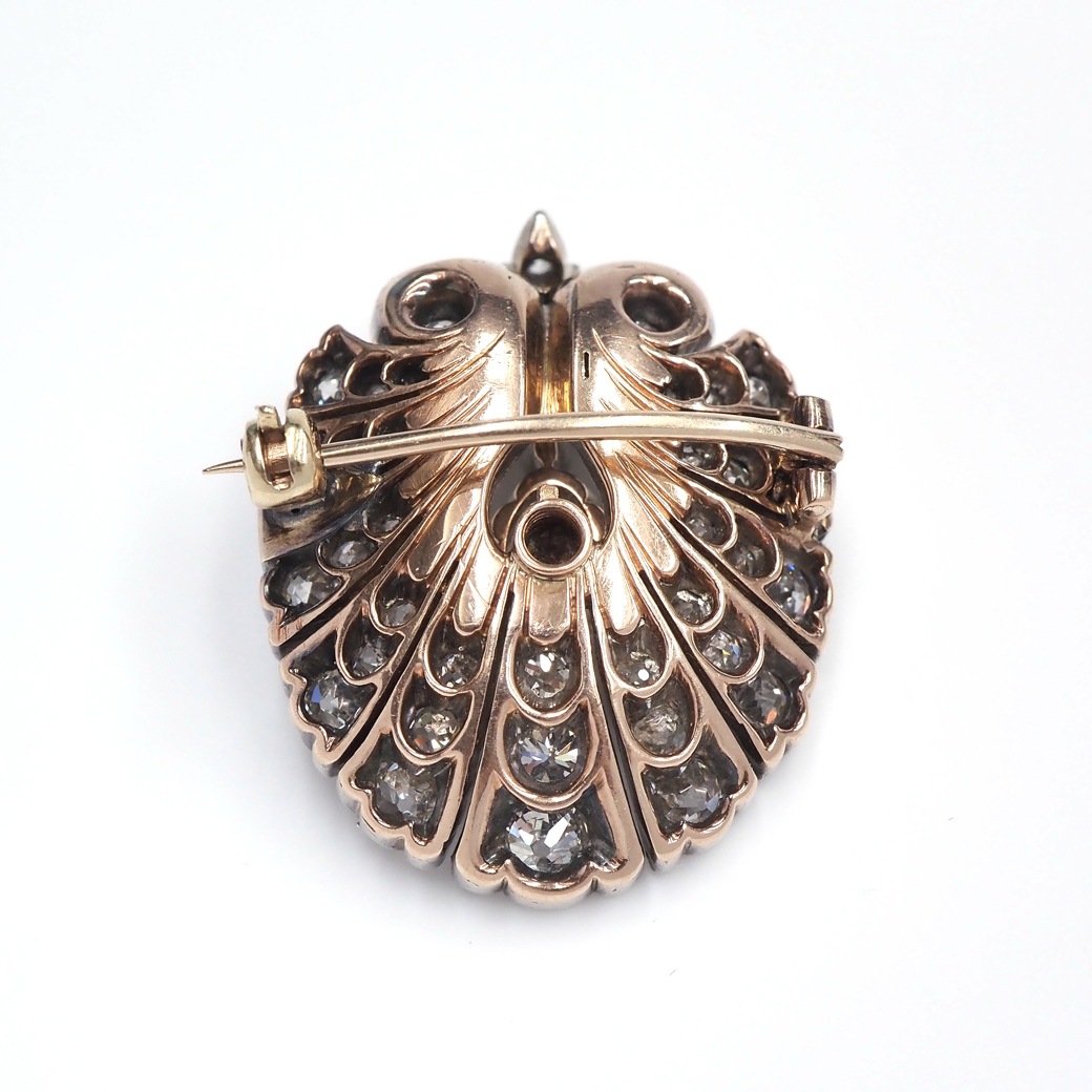 アンティークジュエリー アンティークブローチ ダイヤモンド シェル