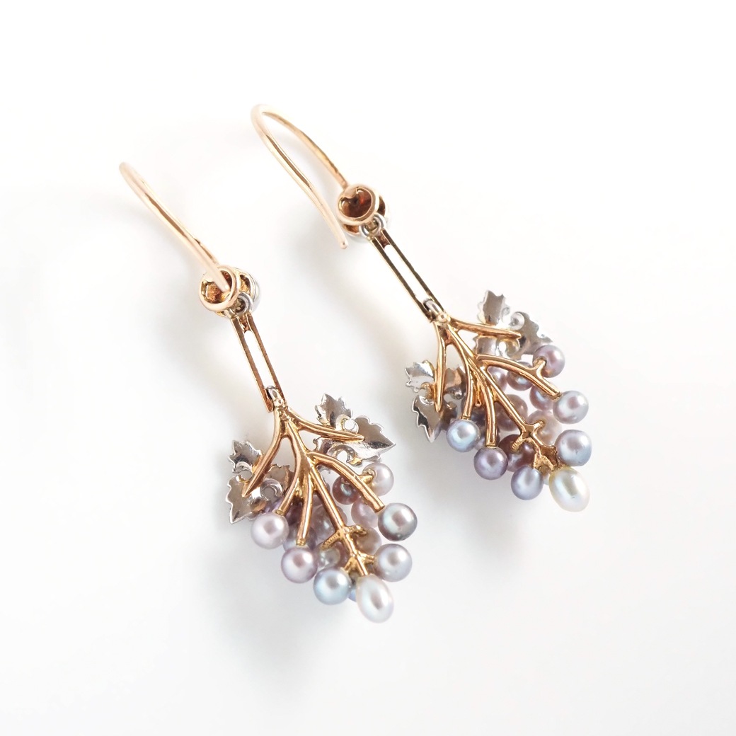 アンティークジュエリー イヤリング&ピアス 葡萄モチーフ パール アンティークピアス