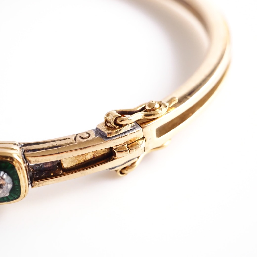 アンティークジュエリー ブレスレット エナメル装飾 ダイヤモンド アンティークバングル