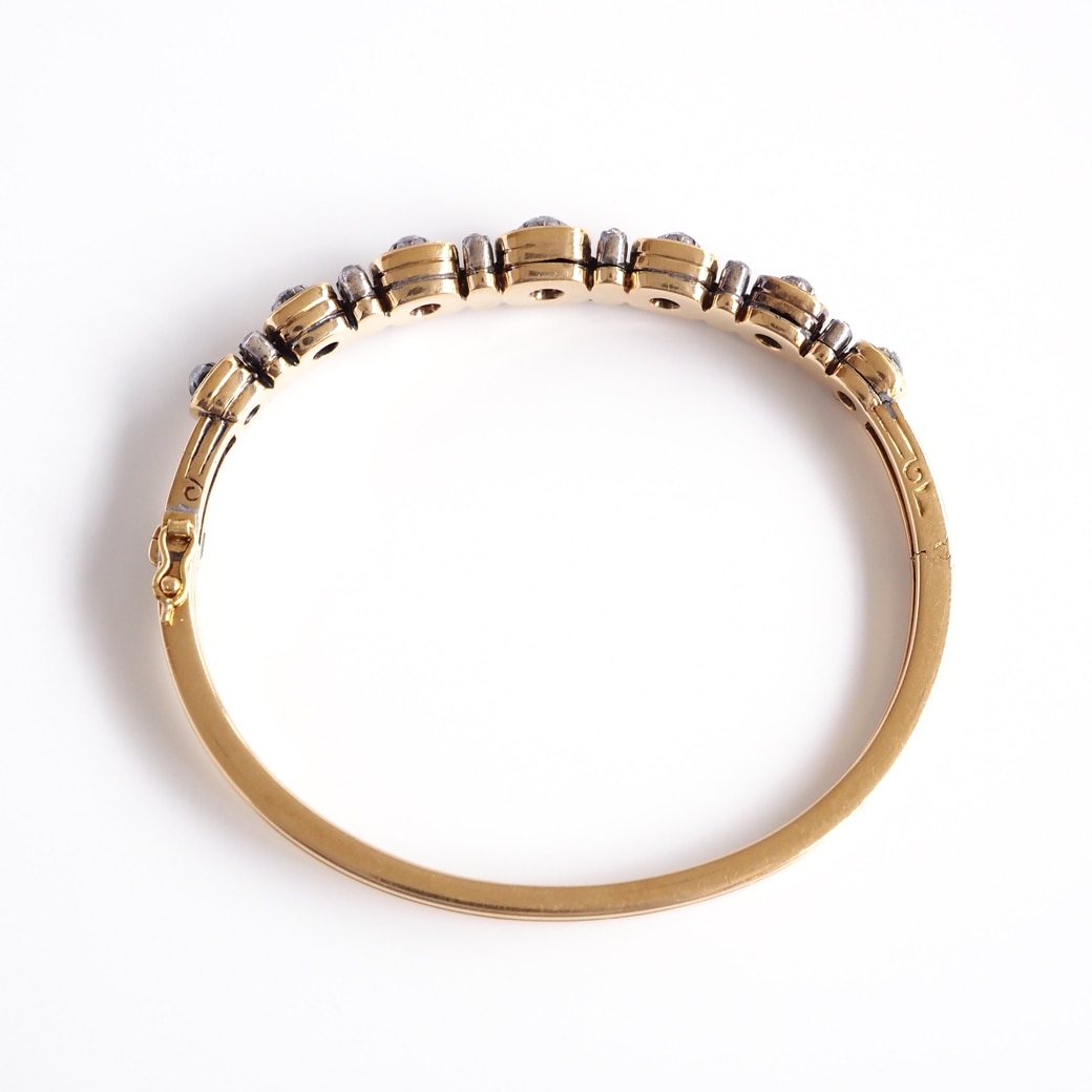 アンティークジュエリー ブレスレット エナメル装飾 ダイヤモンド アンティークバングル