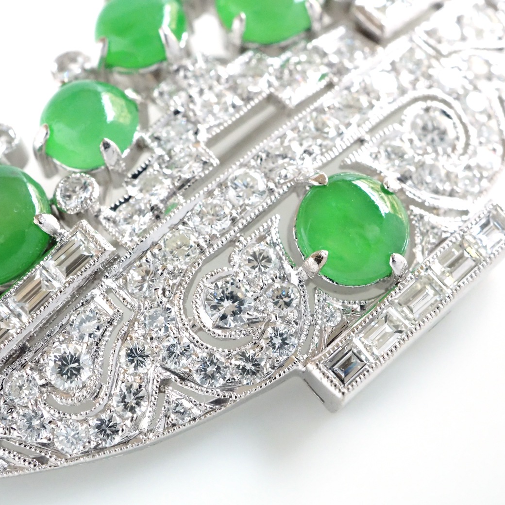 アンティークジュエリー ブローチ 翡翠 ダイヤモンド ヴィンテージブローチ