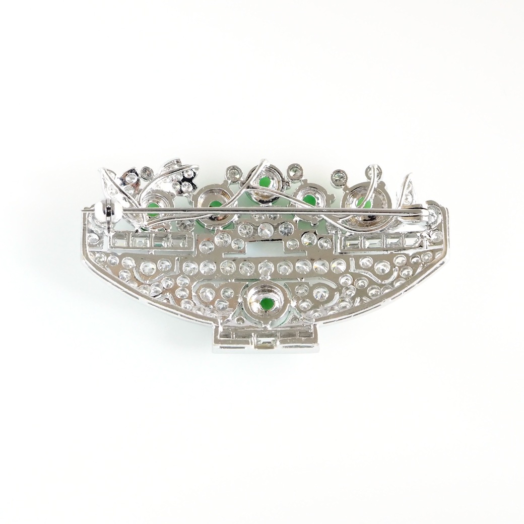 アンティークジュエリー ブローチ 翡翠 ダイヤモンド ヴィンテージブローチ