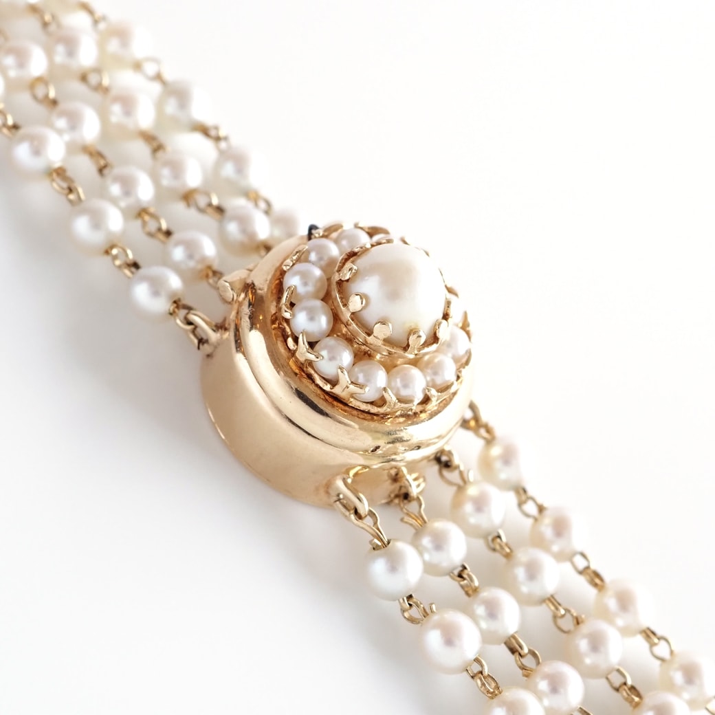 アンティークウォッチ ルシアンピカール パール装飾 ラウンドケース カバーウォッチ パールブレスレット