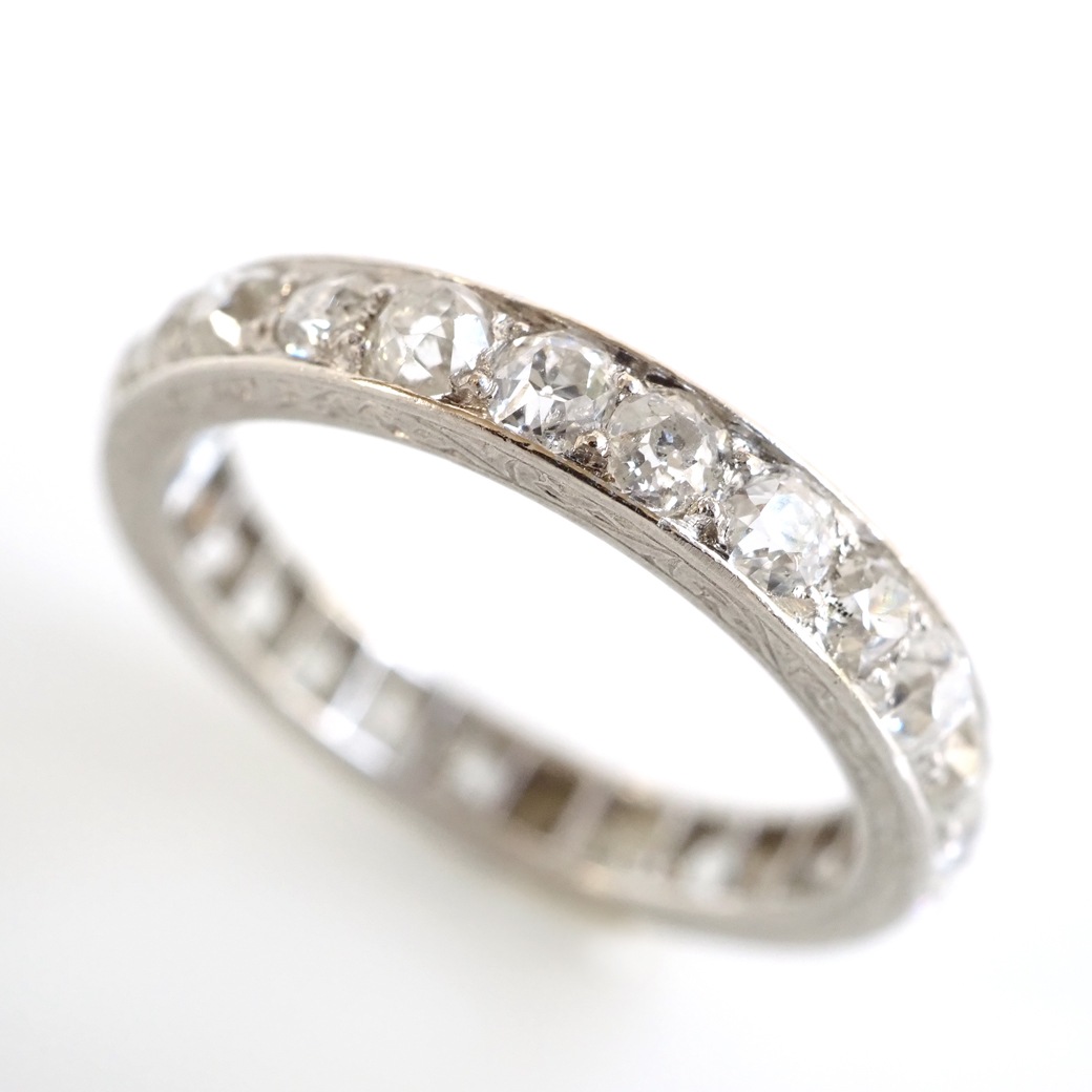 アンティークジュエリー リング ダイヤモンド 彫刻装飾 エタニティ アンティークリング