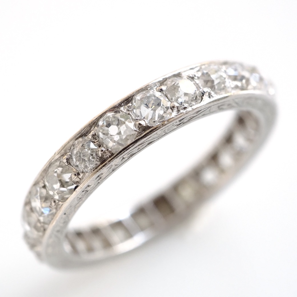 アンティークジュエリー リング ダイヤモンド 彫刻装飾 エタニティ アンティークリング