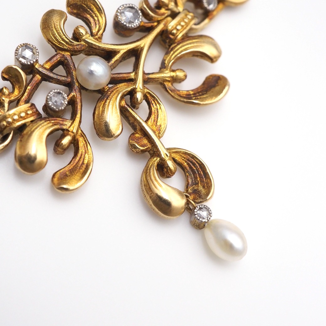 アンティークジュエリー ネックレス ヤドリギ(宿り木)モチーフ チョーカーネックレス