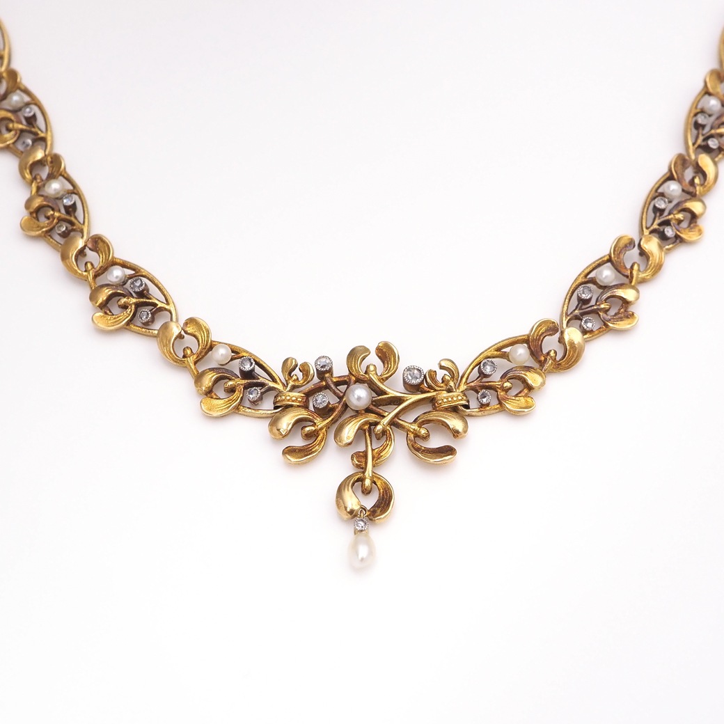 アンティークジュエリー ネックレス ヤドリギ(宿り木)モチーフ チョーカーネックレス