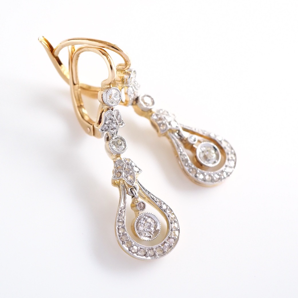 アンティークジュエリー イヤリング&ピアス ダイヤモンド ドロップ アンティークピアス