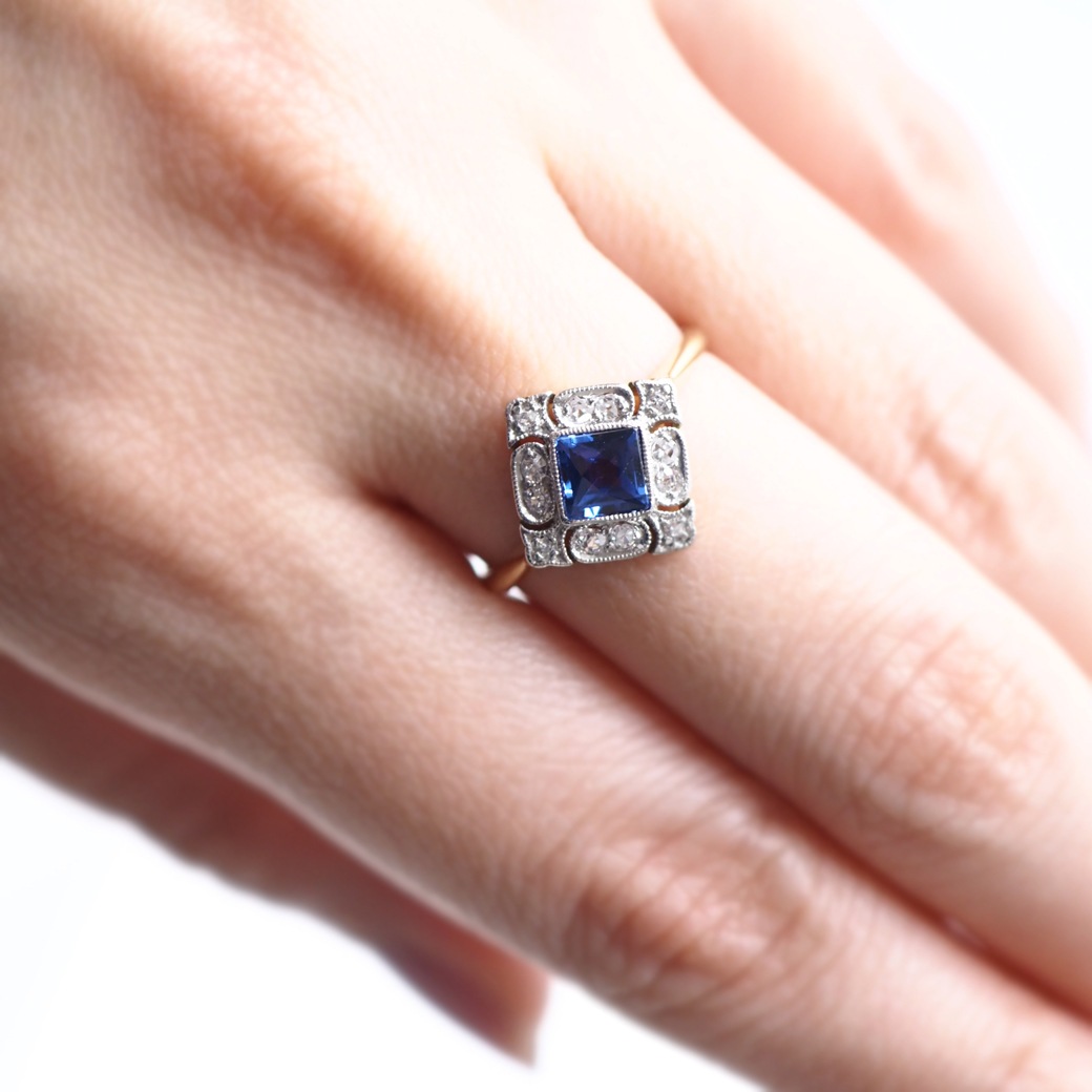 アンティークジュエリー リング サファイア ダイヤモンド リング