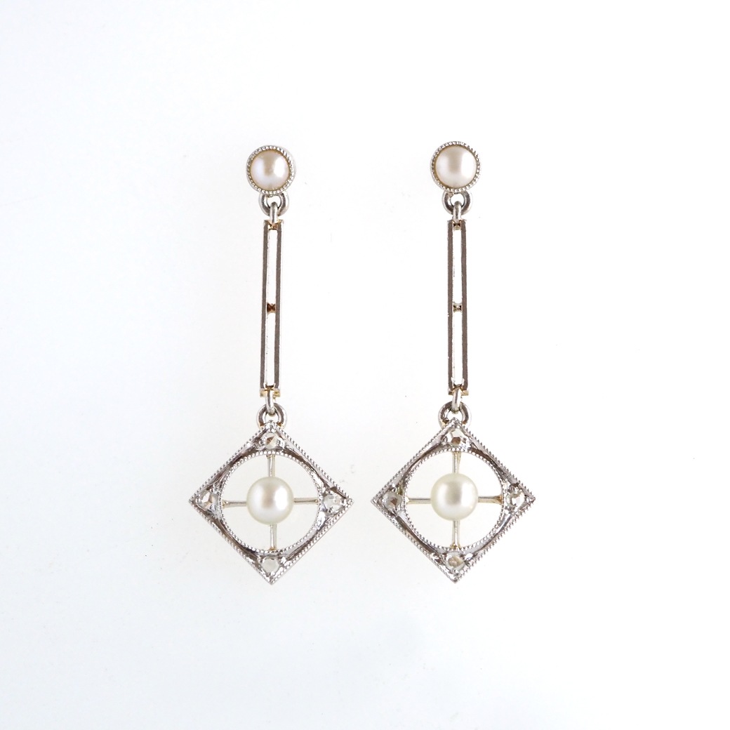 アンティークジュエリー イヤリング&ピアス パール ダイヤモンド アンティークピアス