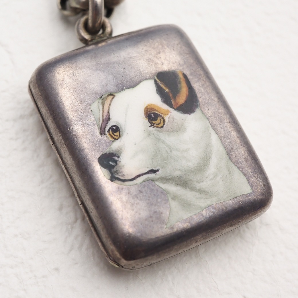 アンティークジュエリー アンティークネックレス エナメル画 テリア