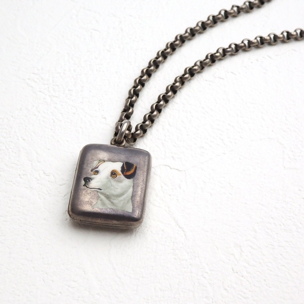 アンティークジュエリー アンティークネックレス エナメル画 テリア