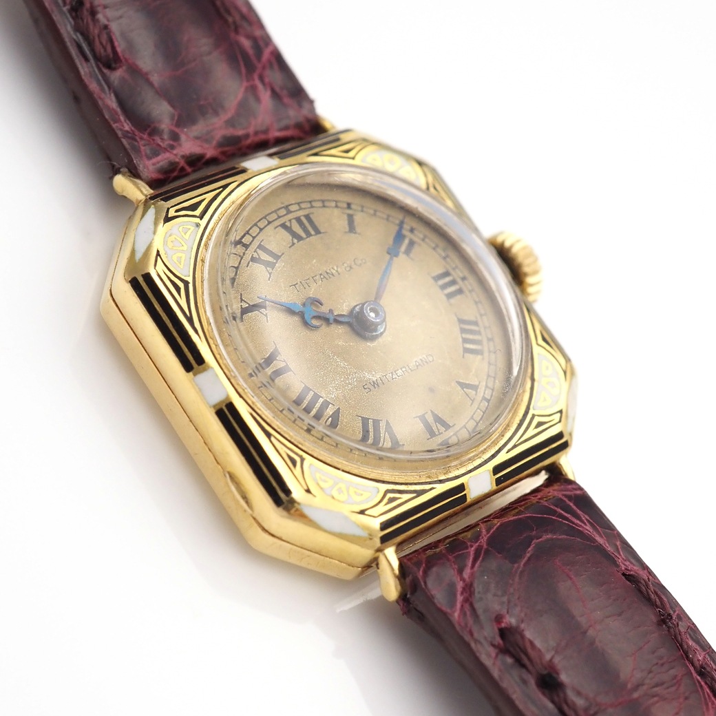 アンティークウォッチ ティファニー アールデコ エナメル装飾 オクタゴンYGケース