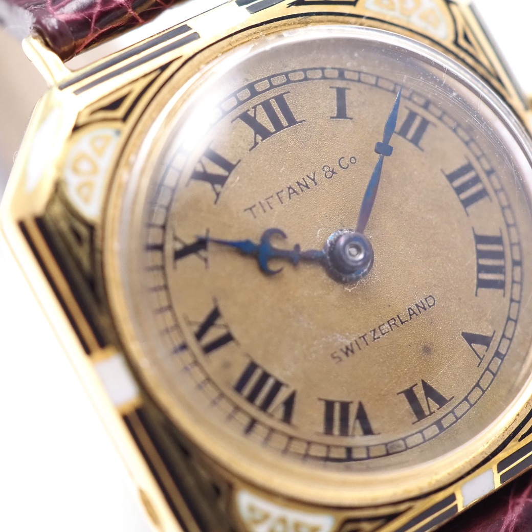 アンティークウォッチ ティファニー アールデコ エナメル装飾 オクタゴンYGケース