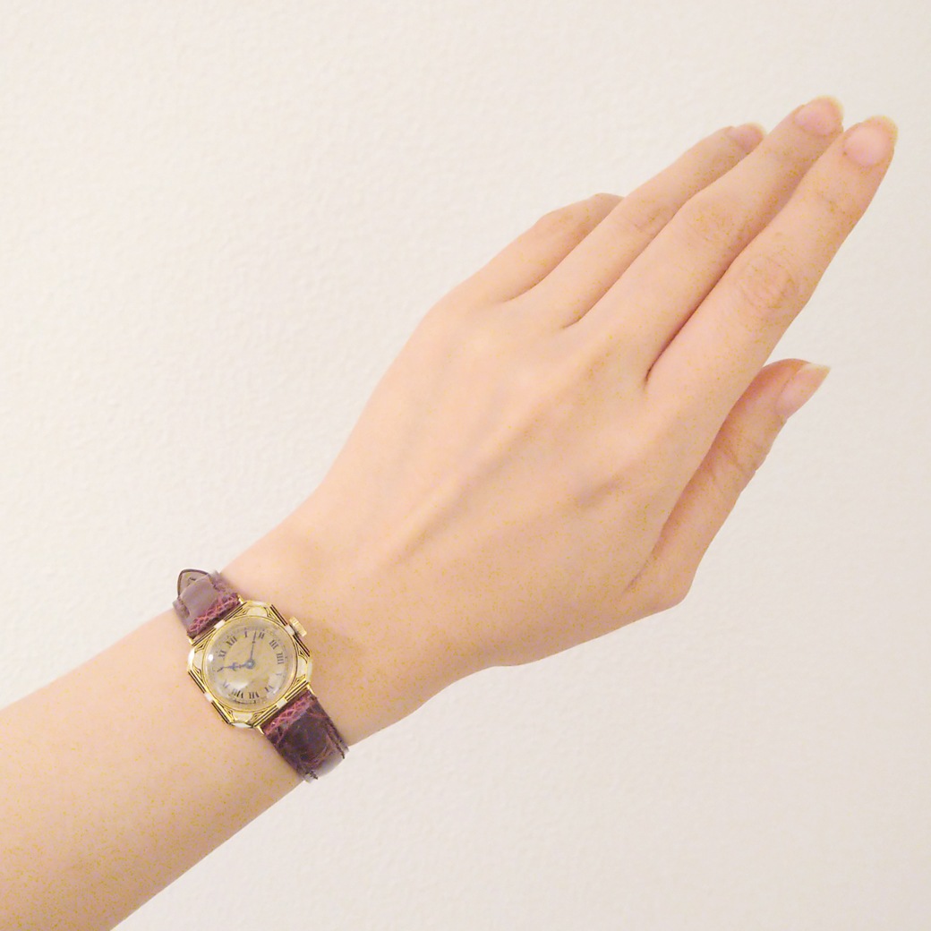 アンティークウォッチ ティファニー アールデコ エナメル装飾 オクタゴンYGケース