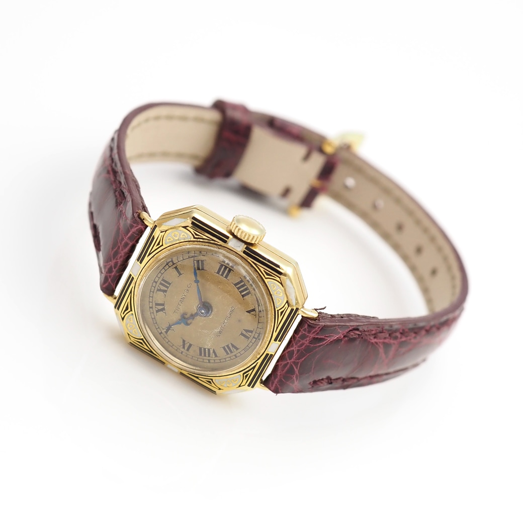 アンティークウォッチ ティファニー アールデコ エナメル装飾 オクタゴンYGケース