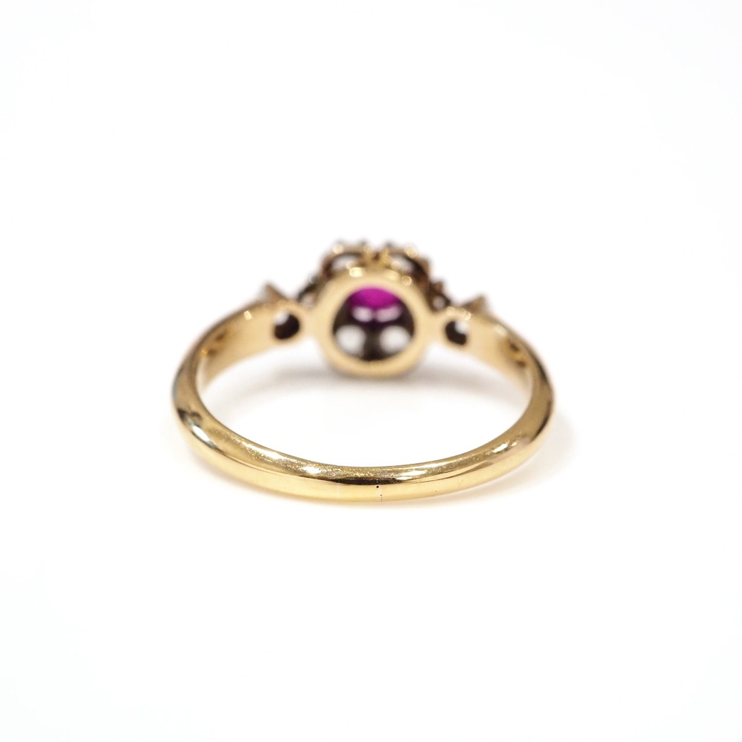 アンティークジュエリー リング ルビー ダイヤモンド クラスターリング