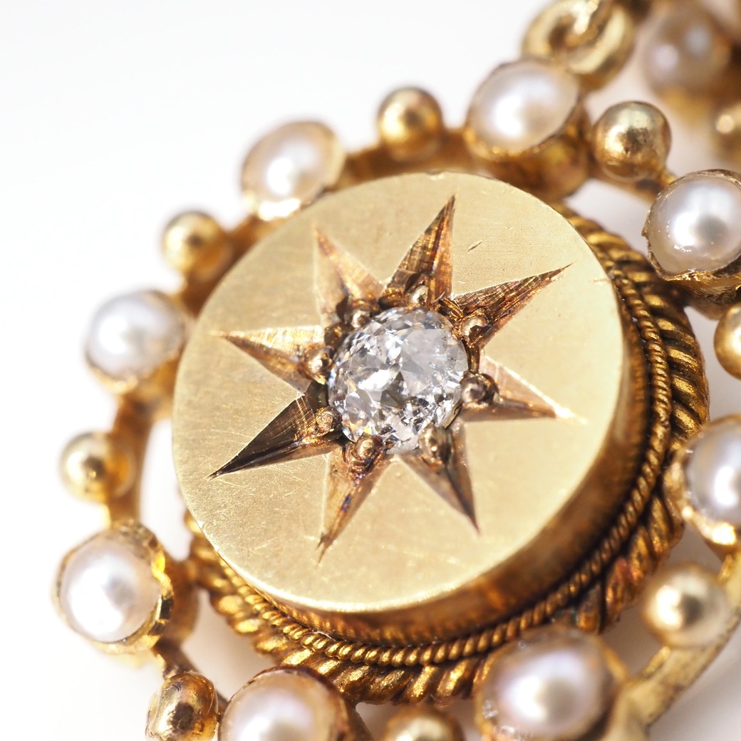 アンティークジュエリー イヤリング&ピアス ゴールド ダイヤモンド パール ピアス