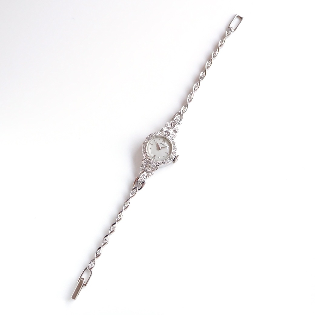 アンティークウォッチ ハミルトン ダイヤモンド装飾 ラウンド ホワイトゴールドケース ブレスレット