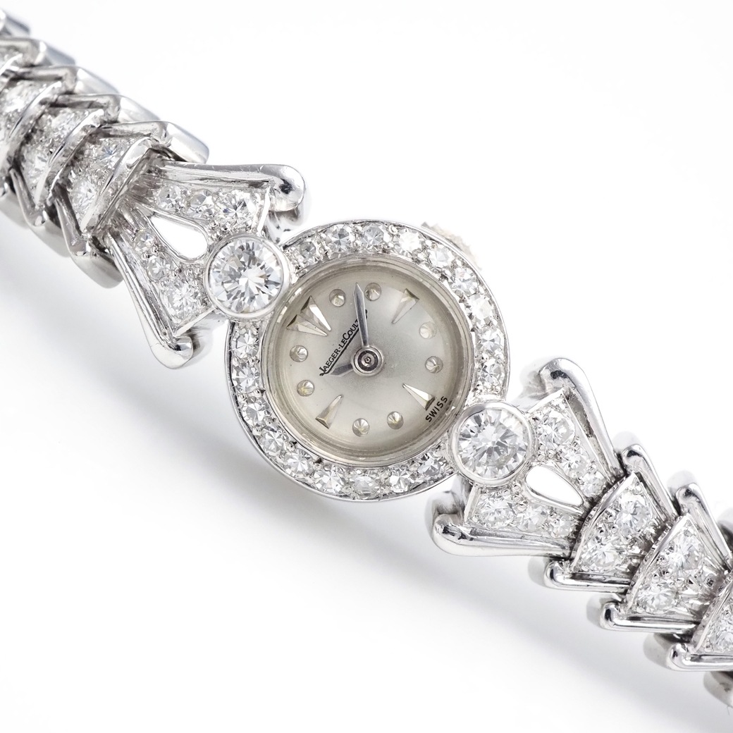 アンティークウォッチ ジャガー・ルクルト バックワインド ダイヤモンド装飾 ラウンドケース ブレスレット