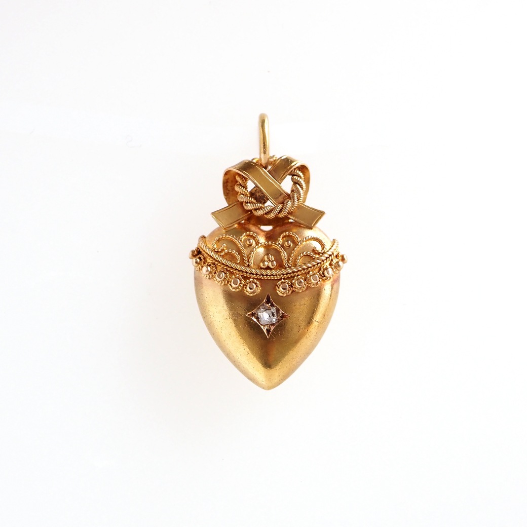 アンティークジュエリー ネックレス ハートモチーフ ダイヤモンド アンティークペンダント