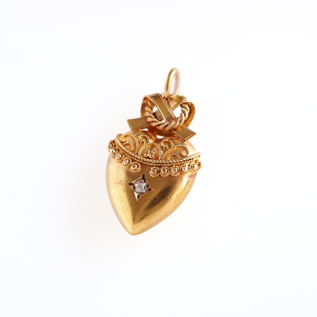 アンティークジュエリー ネックレス ハートモチーフ ダイヤモンド アンティークペンダント