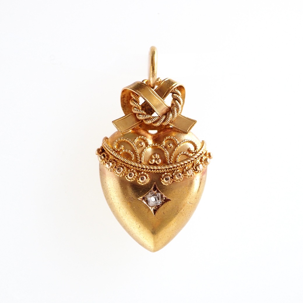 アンティークジュエリー ネックレス ハートモチーフ ダイヤモンド アンティークペンダント