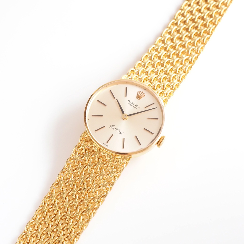 アンティークウォッチ ロレックス Cellini ラウンド ゴールドケース テクスチャーブレスレット