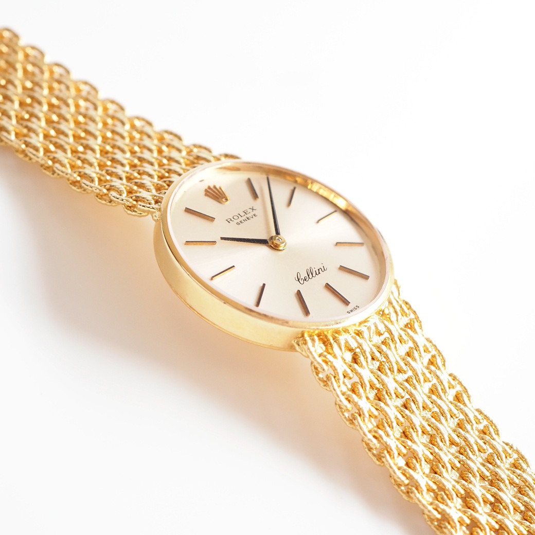 アンティークウォッチ ロレックス Cellini ラウンド ゴールドケース テクスチャーブレスレット