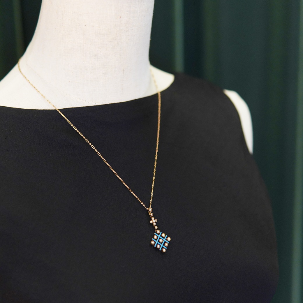 アンティークジュエリー ネックレス エナメル パール アンティークネックレス