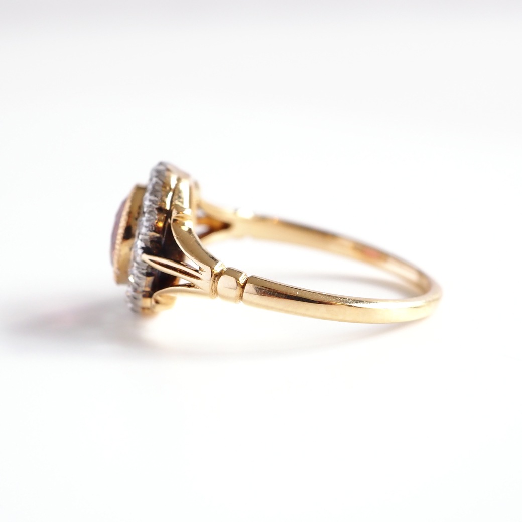 アンティークジュエリー リング ピンクトルマリン ダイヤモンド アンティークリング