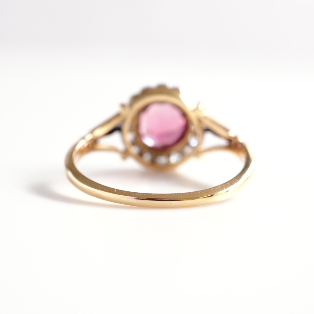 アンティークジュエリー リング ピンクトルマリン ダイヤモンド アンティークリング