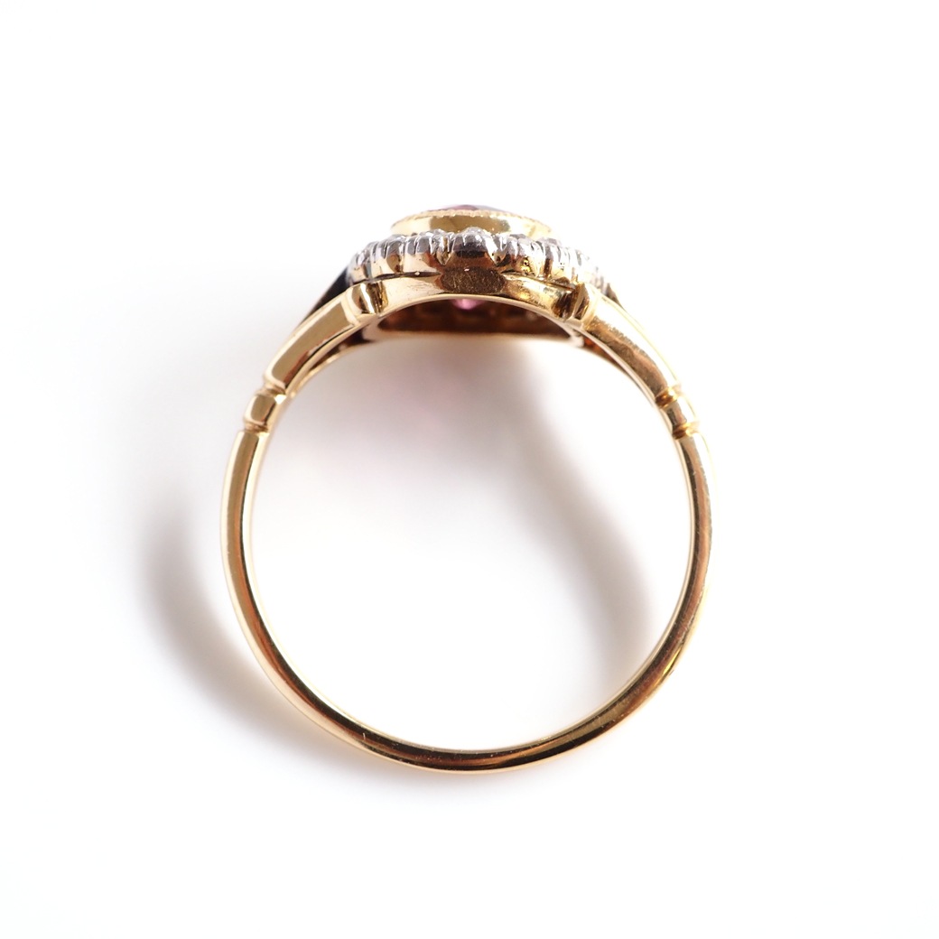 アンティークジュエリー リング ピンクトルマリン ダイヤモンド アンティークリング