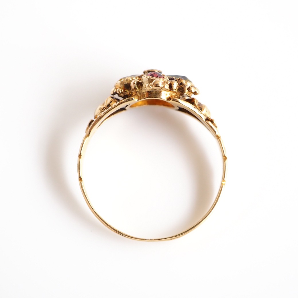 アンティークジュエリー リング パンジーモチーフ マルチカラー アンティークリング/Pansy Multi Color AntiqueRing