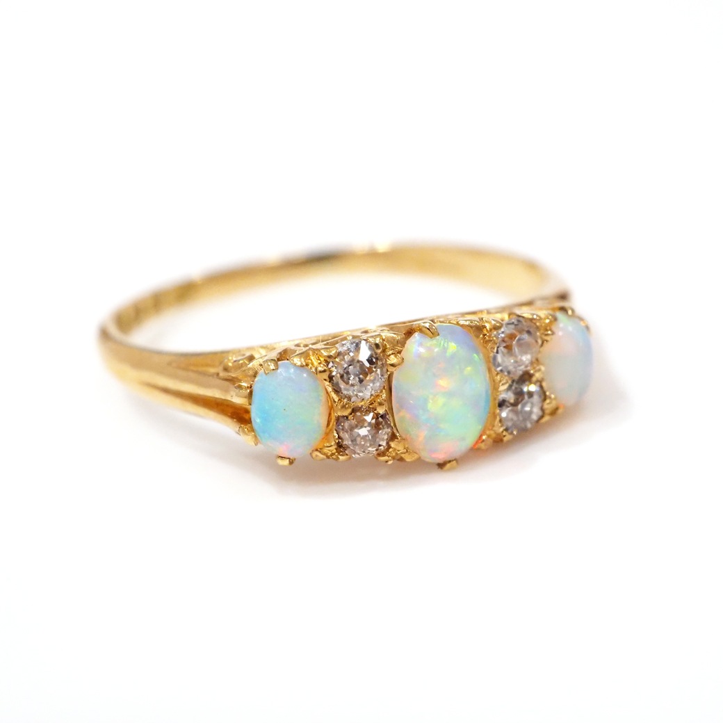 アンティークジュエリー リング オパールダイヤモンド アンティークリング