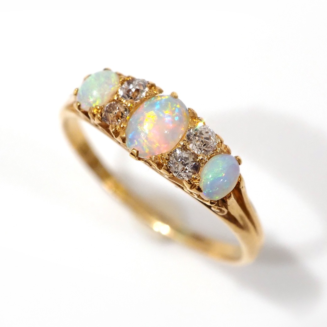 アンティークジュエリー リング オパールダイヤモンド アンティークリング
