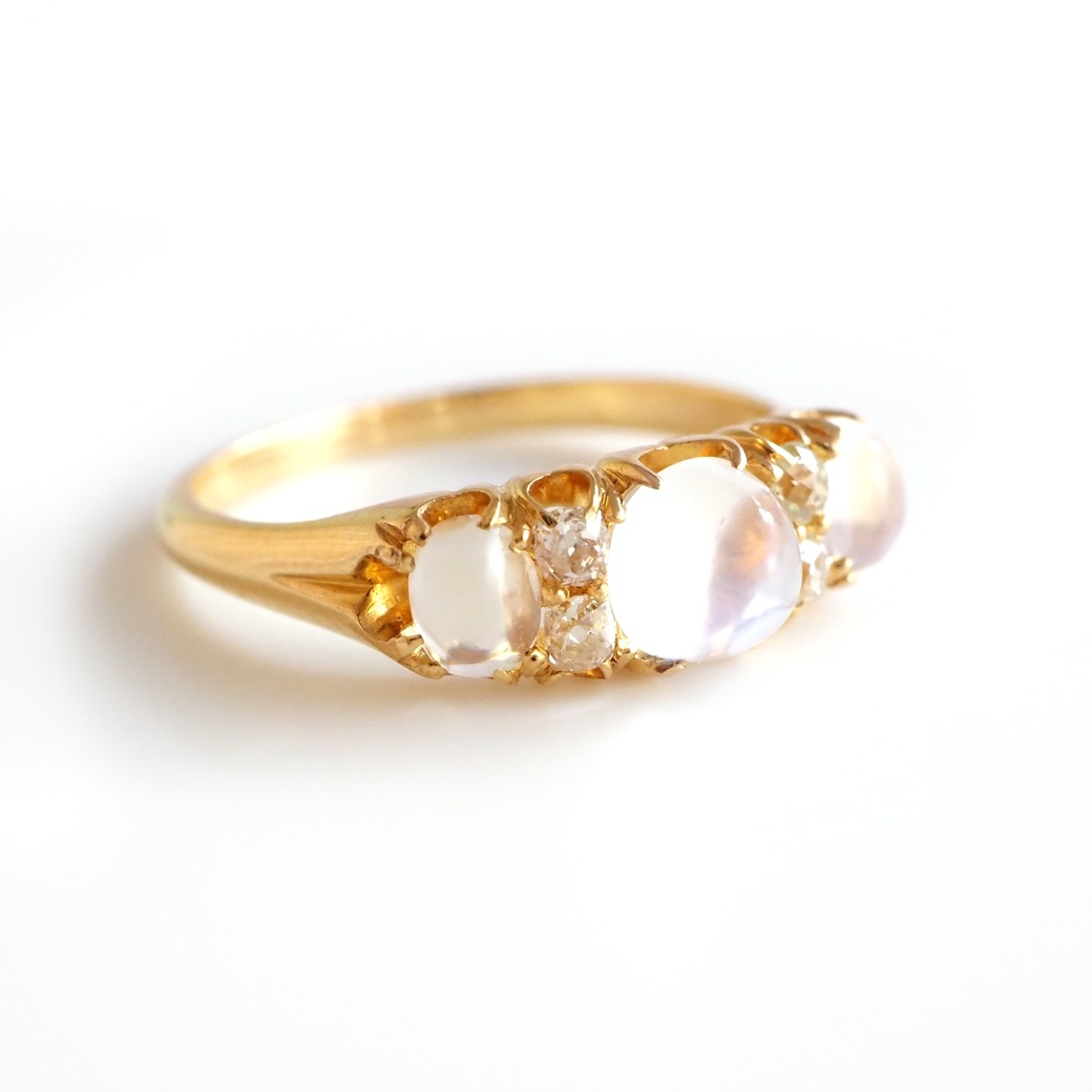 アンティークジュエリー リング ムーンストーン ダイヤモンド アンティークリング